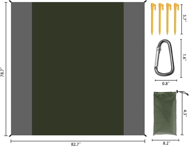 Wind Tour Waterproof Camping Tarp Lightweight Multifunctional Tent Footprint for Camping, Hiking Backpacking, Compact Tent Tarp Ground Sheet Mat for Ground or Under Tent（78.7" x 82.7" | Dark Green） - Image 2